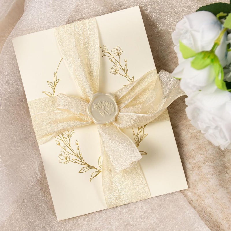 Pilloze 50 Pcs Ivory White Rose Style Wax Seal Stickers, Self Adhesive Wax Seal for Wedding Invitation, Easy Use Good Adhesion, Ivory White Rose Envelope Stickers Perfect for Invitation - Image 5